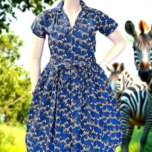 Smitten Kitten Zebra Front Zipper Dress NWT